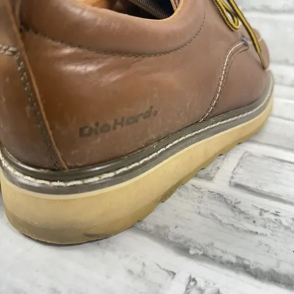 DIEHARD Sure Track Men's Size 10.5 Soft Toe Brown Leather Oxford Work Shoes